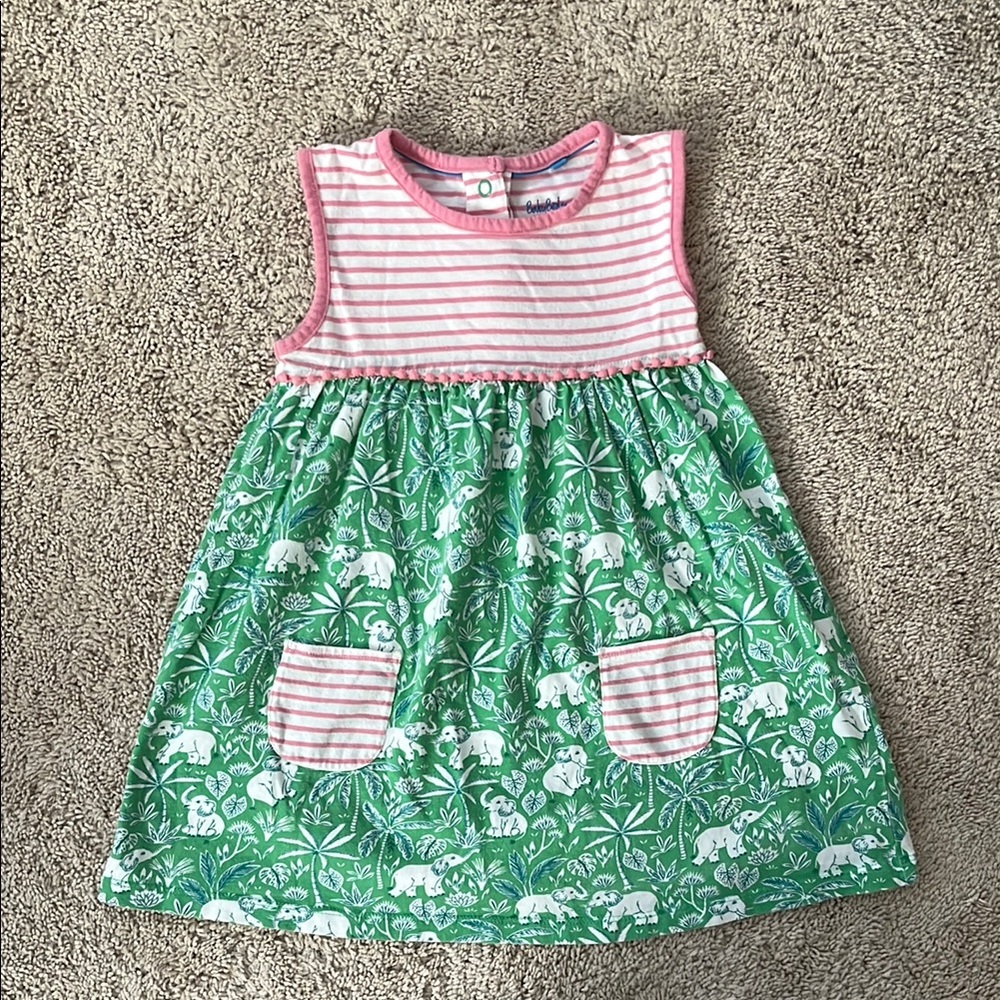 Baby Boden Striped and Elephant Print Dress